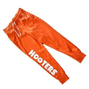 HOOTERS Girl Orange‎ Women's Size Small Jogger Pants Fleece Lined Sweat Pants
